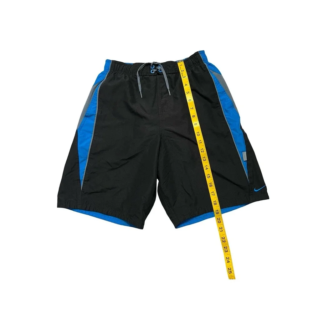 Nike Swim Trunks Mens Small Black Blue Grey Colorblock Board Shorts NESS5311
